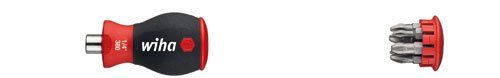 Wiha Schroevendraaier met bit magazijn magnetisch Pozidriv, Phillips met 6 bits, Stubby, 1/4\" in blister (33741)