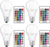 Osram 4 stuks LED Star+ E27 9W 806lm RGBW A60 met afstandsbediening