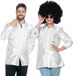 Wilbers Jaren 80 & 90 Kostuum | Witte Ruchesblouse Satijn Foute Disco | Maat 52 | Carnaval kostuum | Verkleedkleding