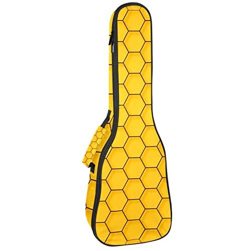 Mersov Tenor Ukulele Gigbag Waterdichte Ukelele Case Gewatteerde Rugzak, Geweldig voor Sopraan Concert (21/23/24") Abstract Geel Zeshoek Geometrisch