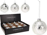 Nampook Koopman Kerstbal glas 8 cm zilver 3ass Nampook