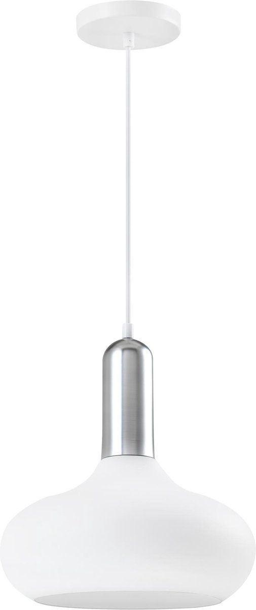 QUVIO Hanglamp retro - Wit en zilver - E27 - Ø 25 cm
