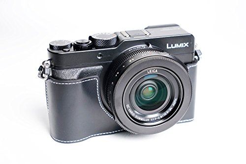 TP Handgemaakte Echt Lederen Half Camera Case Tas Cover Voor Panasonic LX100 ZWART Kleur