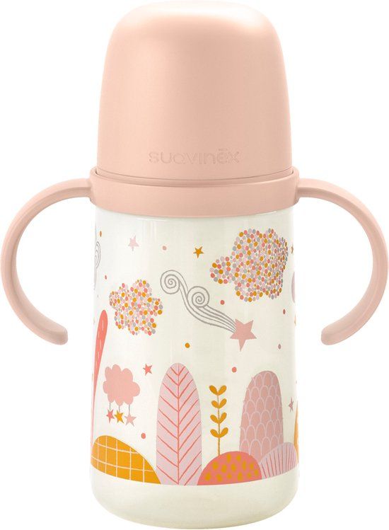 Suavinex Dreams Pink Drinkfles - 270ml - Met Handvatten - Roze/Transparant