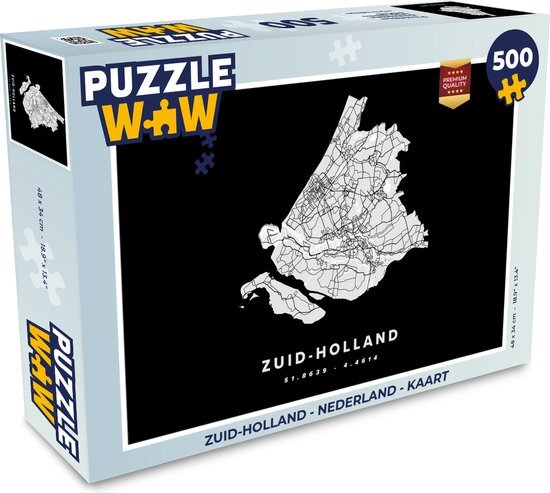 MuchoWow Puzzel Zuid-Holland - Nederland - Kaart - Legpuzzel - Puzzel 500 stukjes