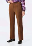 Goldner Jerseybroek VERA Wijde stoffen broek met plooien - cognac - Maat 52