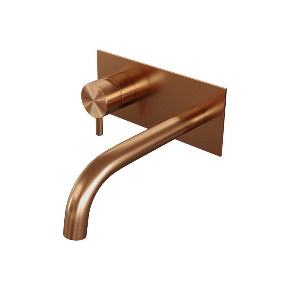 Brauer Copper Edition inbouw wastafelkraan met gebogen uitloop en kleine staaf 20x9 koper - Messing