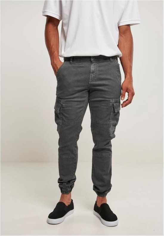 Urban Classics Washed Cargo Twill Joggingbroek - Heren - Grijs - Maat 32
