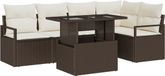 vidaXL Banc de jardin 6 pièces Marron Polyrotin Ensemble de salon d'angle avec table 2 places assises