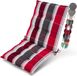 Beautissu Sun-NL Premium Basse Dossier Coussin 100x50 cm Résistant aux UV & Coussin Épais de 8 cm Coussin de Chaise de Jardin Bandes de Fixation Antidérapantes Tissu Robuste Anthracite Rouge Rayé