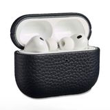Accezz Echt Leren Case - Hoesje geschikt voor AirPods Pro 3 - Donkerblauw