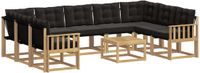 vidaXL Hoek loungeset 9 zitplaatsen Wit en zwart Acacia hout