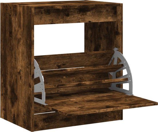 vidaXL Schoenenkast - 60x42x69 cm - Bewerkt hout - Gerookt eikenkleurig