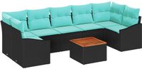 vidaXL - Tuinbank - Set - 2 zitplekken - Zwart - Polyrattan