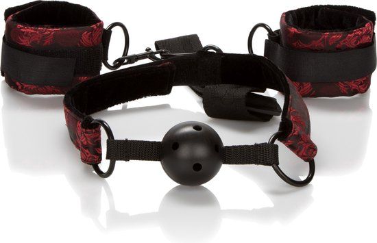 Scandal Set Breathable Ball Gag with Cuffs - 0716770085917