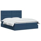 vidaXL lit de rangement LED avec matelas Bleu 200 x 200 cm Tissu