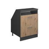 Vicco R-Line Keukenkast voor schuine wand – 60 cm met 2 laden, kastromp 60 cm diepte Artisanaal eiken