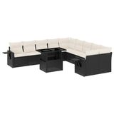 vidaXL 11-delige Loungeset met kussens, polyrattan, zwart