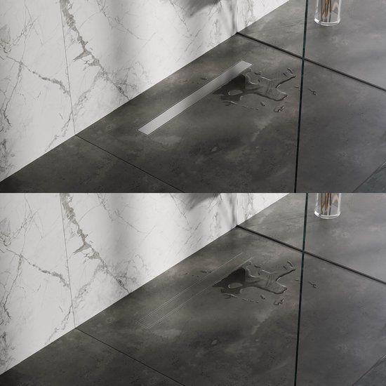 Brauer Douchegoot - 70cm - RVS - Incl. vloerflens - zero/tegelinlegrooster - omkeerbaar