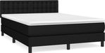 vidaXL Boxspring met matras stof zwart 140x200 cm