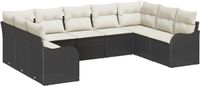 vidaXL Tuinbank - Set - 9 - st - Zwart - poly - rattan