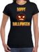 Bellatio Decorations Shoppartners Bv Happy Halloween horror pompoen verkleed t-shirt zwart voor dames - horror pompoen shirt / kleding / kostuum / horror outfit XS