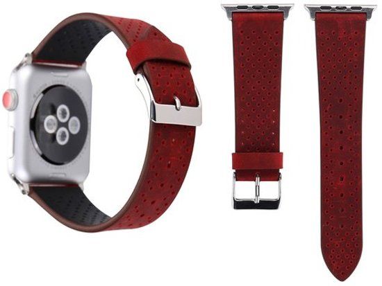 By Qubix Qubix Apple Watch Band - 38mm/40mm - Red Leather - Universal