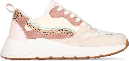POSH by Poelman CHARLIE Dames Sneakers - Beige met combinatie