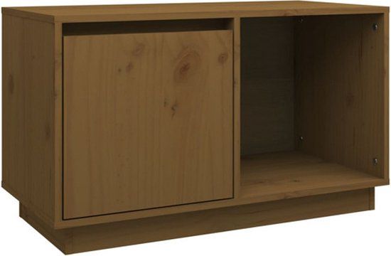vidaXL Tv-meubel 74x35x44 cm massief grenenhout honingbruin