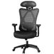 JOYFURNOS Chaise d'ordinateur ergonomique en maille noire – 70×71×(114-124) cm, Soutien lombaire réglable et appui-tête, hauteur réglable, supporte jusqu'à 150 kg – fauteuil de bureau confortable pour longues heures de travail
