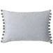 Riva Paoletti Fiesta rechthoekige kussenhoes - duif zilver - zilveren pompon randen - faux fluweel - omkeerbaar - ritssluiting - 100% polyester - 35 x 50 cm