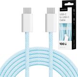 Krüger&Matz KM 1272 - USB-C Kabel - 100W - Nylonomvlochten - 1m - Blauw