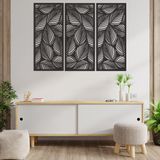 RAW-Wood® Wanddecoratie Bladeren 3 Delen - 119.5 x 89 cm - Hout