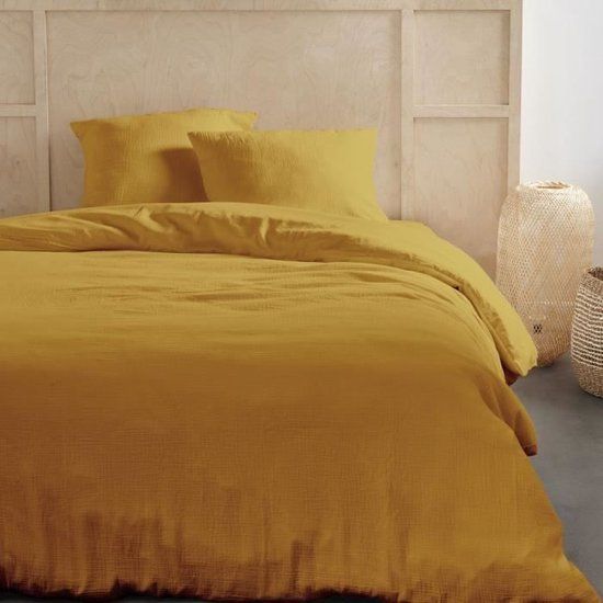 TODAY Bedset - Effen katoenen gaas - Oker - 240x220cm
