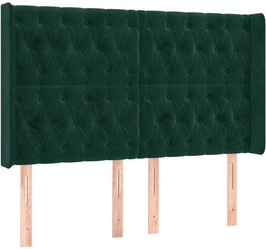 vidaXL Hoofdbord fluweel donkergroen 163x16x118/128 cm