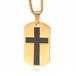Mendes Jewelry Schakelketting met Goudkleurige Dogtag Hanger met Zwart Kruis