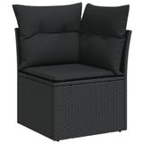 vidaXL 7-delige Loungeset met kussens, polyrattan, zwart