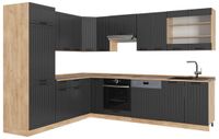 Vicco Hoekkeuken Fame-Line, Donkergrijs/Goudkleurig Eiken, 287 x 227 cm, WB Eik