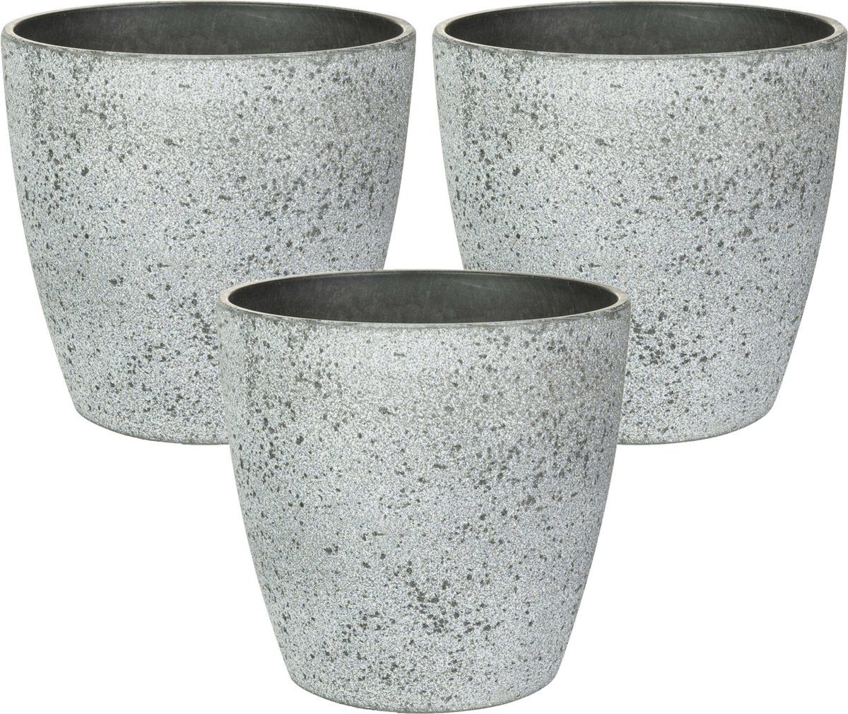 Steege TER Bloempot/plantenpot - 3x - buiten - betongrijs - D19/H15 cm