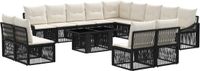 vidaXL Tuinbank - Set - 14 - st - Zwart - en - Crème - Wit - poly - rattan