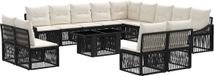 vidaXL Tuinbank - Set - 14 - st - Zwart - en - Crème - Wit - poly - rattan