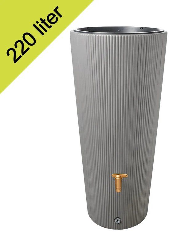 Garantia LINUS Regenton - 220 liter - Grijs - 2-in-1 - Met plantenbak