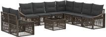 vidaXL - Tuinbank - Set - 9 zitplekken - Grijs - Polyrattan