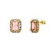 Lucardi - Boucles d'oreilles femme en acier plaqué or vintage carré rose