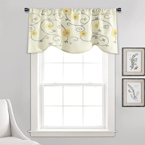 Lush Decor Royal Garden Window Curtain Valance, 18" L x 42" W, Yellow