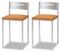 Orange tabourets de cuisine avec dossier, similicuir, hauteur d'assise 45 cm (lot de 2)