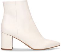 Manfield - Dames - Witte leren enkellaarsjes met hak - Maat 38
