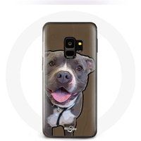 Maniacase Hoesje voor Samsung Galaxy S9 Hond Pitbull wit grijs