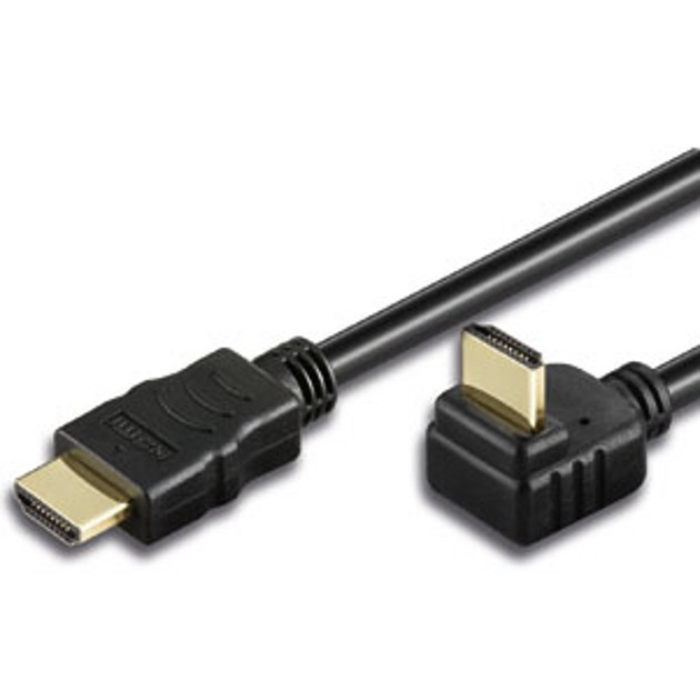 Techly 1m High Speed HDMI Cable with Ethernet A/A M/M Angled Black ICOC HDMI-LE-010