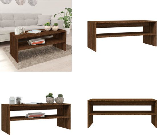 vidaXL Salontafel - 100x40x40 cm - Bewerkt Hout - Bruin Eikenkleur